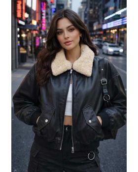 Dámska kožená bunda ALBA FUR black