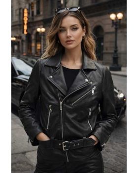 Dámska kožená bunda WJ-14 black