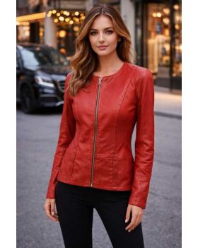 Dámska kožená bunda MADI red