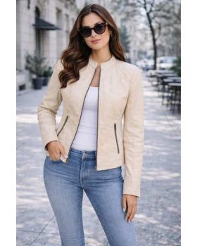 Dámska kožená bunda ALICE cream