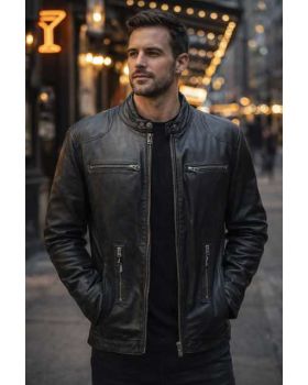 Pánska kožená bunda TOM black