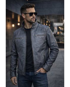 Pánska kožená bunda ANTONIO grey