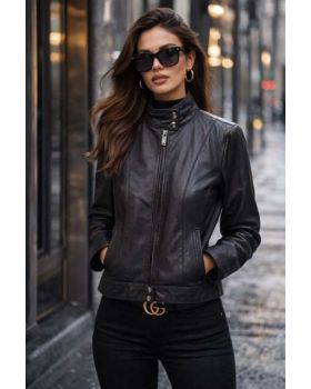 Dámska kožená bunda KISS black