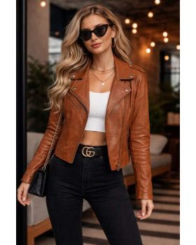 Dámska kožená bunda 1266 cognac
