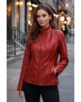 Dámska kožená bunda 138 ruby red