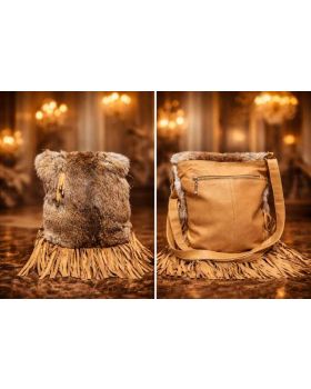 Dámska kabelka zajac+strapce camel