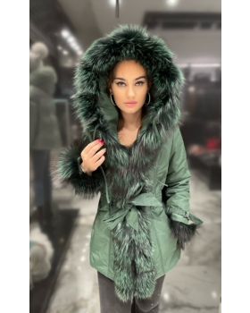 Textilný kabát s kožušinou LIONE green