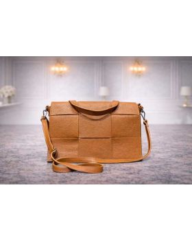 Dámska kožená kabelka cognac-11