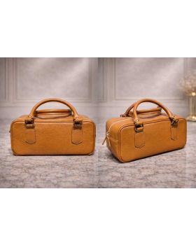 Dámska kožená kabelka camel-4