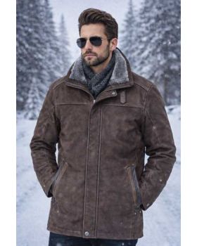 Pánska semišová bunda - 8062 FUR brown