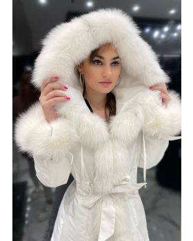 Textilný kabát s kožušinou ANKARA white
