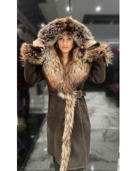 Dámsky kožuch baran D-44 brown