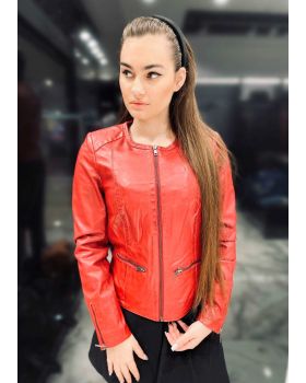Dámska kožená bunda CHANTAL red