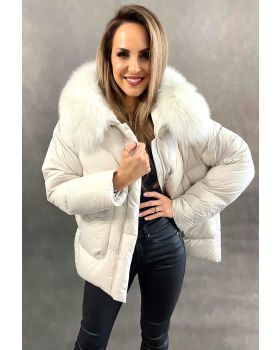 Páperová bunda s kožušinou 99692MY off white