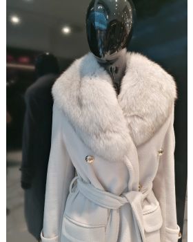 Textilný kabát s pravou kožušinou RB-capotto fur panna