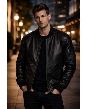 Pánska kožená bunda-bomber PATTON-2 black