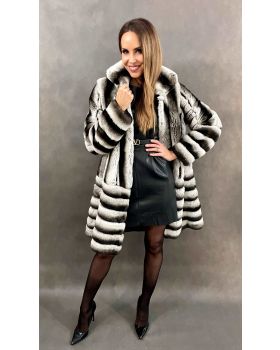 Dámsky kožuch zajac-rex 244611 grey činčila