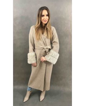Vlnený kabát L449 kašmír beige