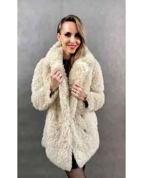 Kabát z umelej kožušiny 20516 off white