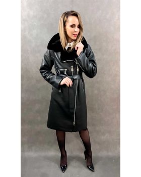 Kabát z imitácie semišu YD-119 black/black