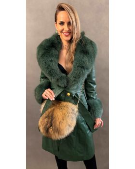 Dámsky kožený kabát REBECCA FUR verde