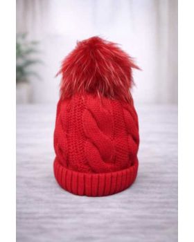 Textilná čiapka PON-PON red